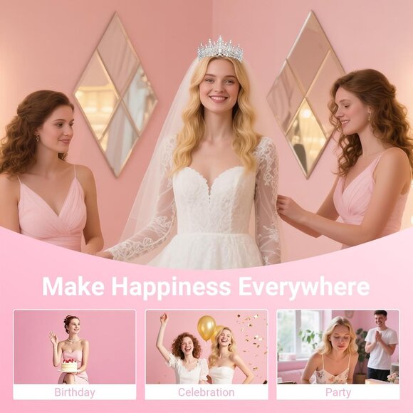 Tiara Crown for Women, Headband Hair Accessories for Birthday Wedding Party Cost - Picture 6 of 6